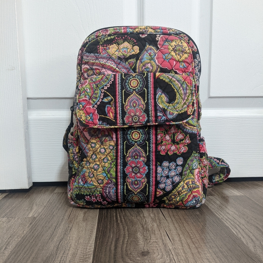 Vintage Vera Bradley Backpack Symphony In Hue Pink Paisley Floral. 13x9x4